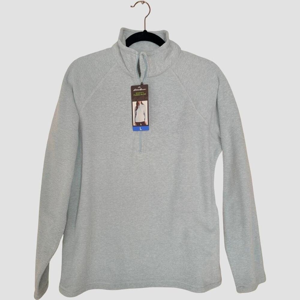 NWT  Eddie Bauer Fleece 1/4 zip Grey Sz L Pullover Top